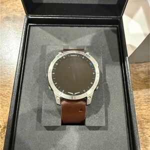 Garmin D2 Mach 1 Smart Watch with Silver Bezel with Brown Leather